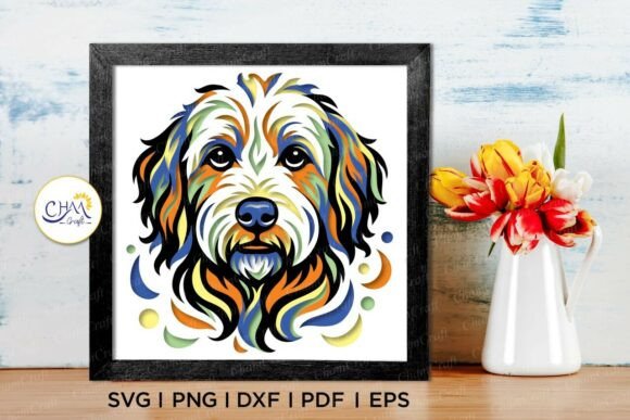 3D Doodle Dog Shadow Box SVG