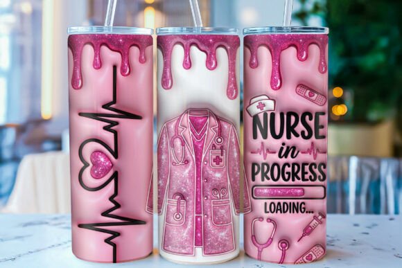 3D Inflated Nurse Tumbler Wrap PNG