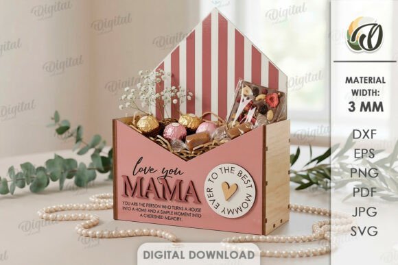 3D Mother s Day Gift Box Laser Cut