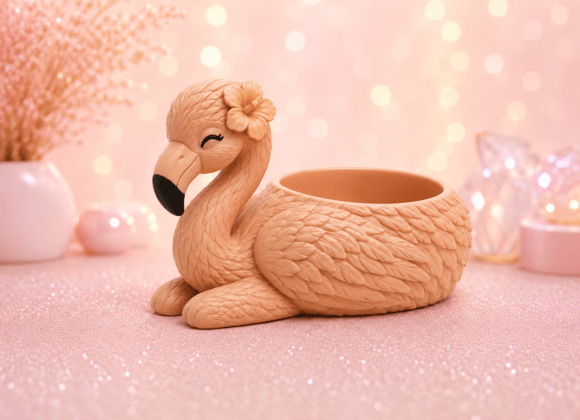 Cute Flamingo Planter STL 3d Model
