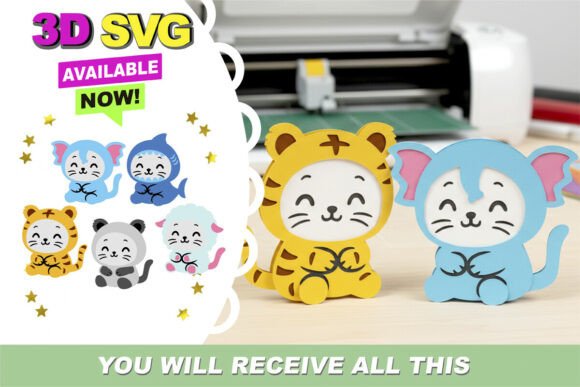 Kittens in Disguise 3D SVG