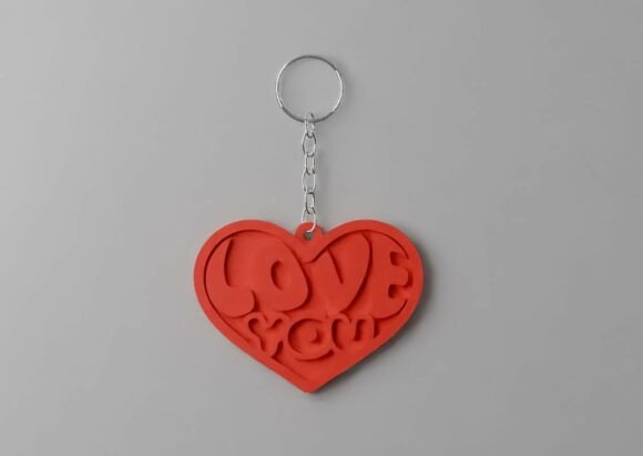 Love You Heart Keychain STL for 3D Print