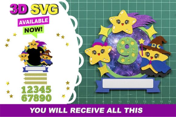 Magic Stars Cake Topper 3D SVG